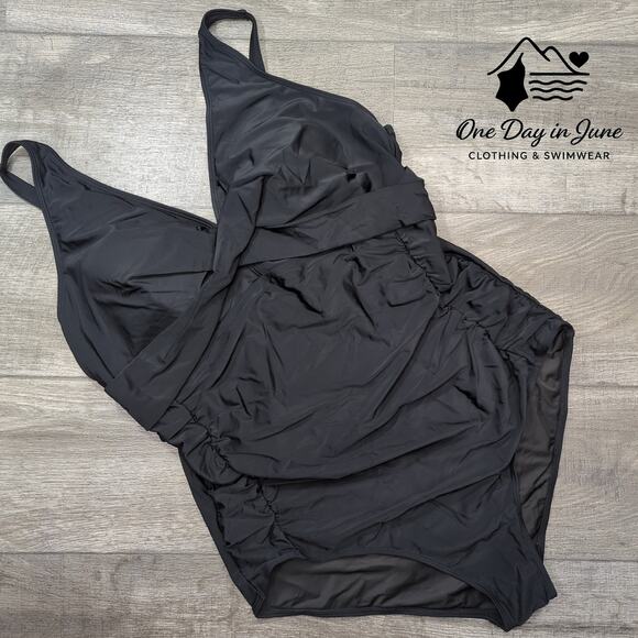 Yonique Plus Size Cross Front Tummy Control One Piece Size 22W - Picture 3 of 7